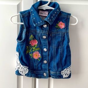 Kids Girl’s Little Lass 2T Embroidered Jean Vest